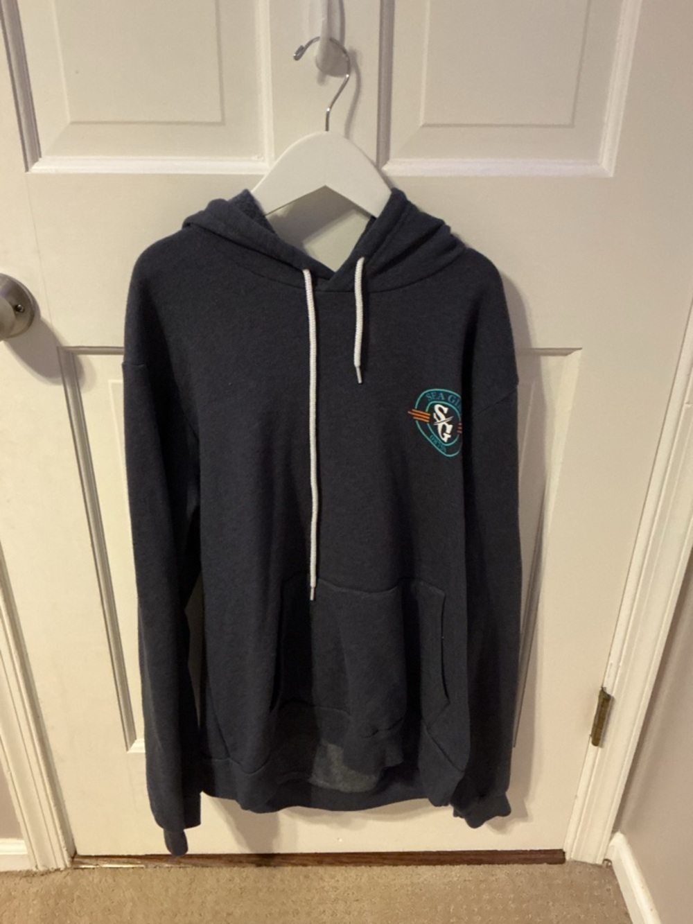 Bella Canvas Dark Gray Hoodie with Teal & Orange Logo